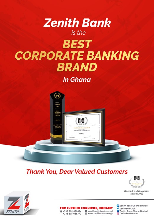 ZENITH BANK IS THE BEST CORPORATE BANKING BRAND IN GHANA